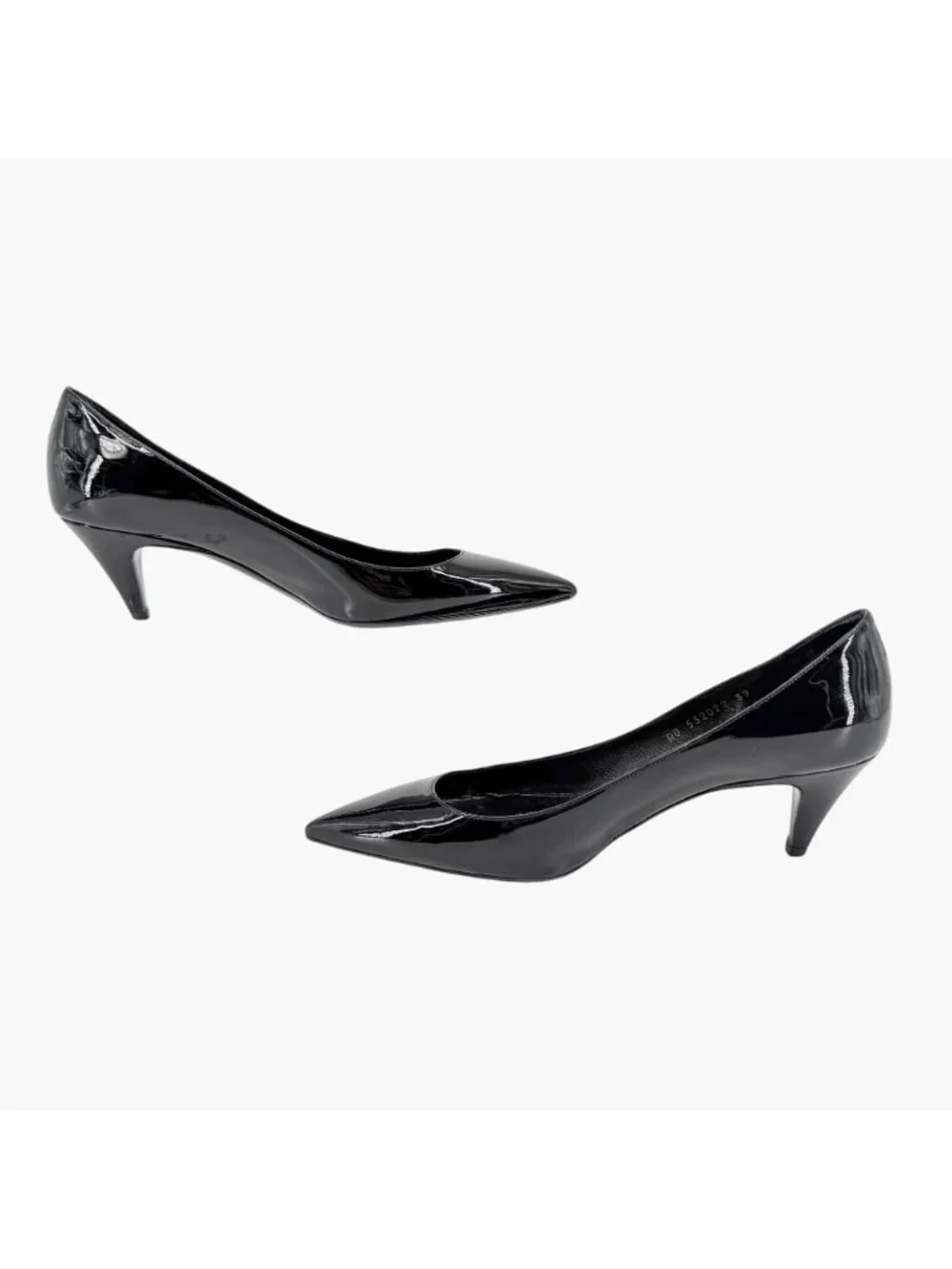 Saint Laurent Charlotte Pumps Heels Black Patent Size 39 US 9 Pointed Toe - Picture 10 of 15